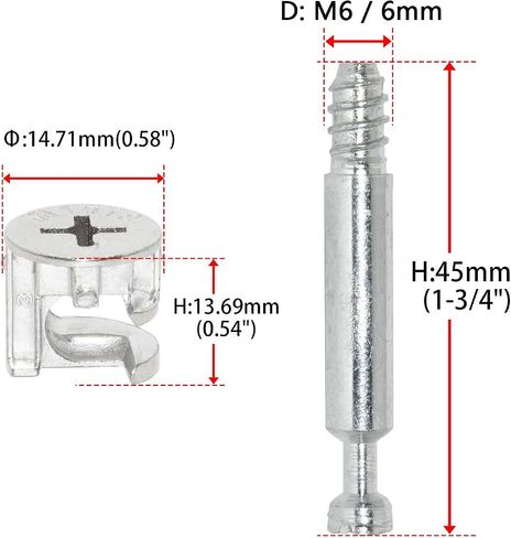 Flyshop 10 Sets Self-tapping Furniture Cabinet Connector Connecting Fittings, 15 x 14mm Cam Lock with M6 Thread 45mm Length Dowel in Kuwait