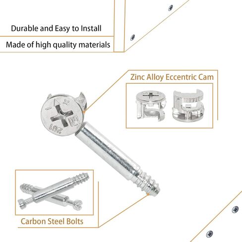 Flyshop 10 Sets Self-tapping Furniture Cabinet Connector Connecting Fittings, 15 x 14mm Cam Lock with M6 Thread 45mm Length Dowel in Kuwait