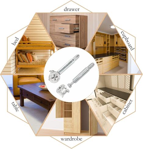 Flyshop 10 Sets Self-tapping Furniture Cabinet Connector Connecting Fittings, 15 x 14mm Cam Lock with M6 Thread 45mm Length Dowel in Kuwait