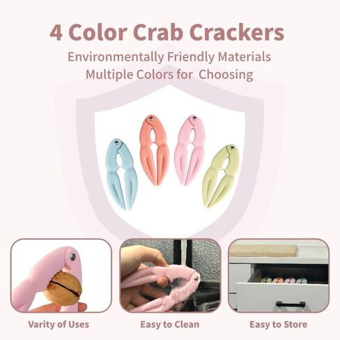 4Pcs Crab Crackers and Tools Multicolored Crab Leg Crackers Tool Efficient Lobster Crackers Portable Seafood Crackers and Tools Crab Legs Utensils Crab Claw Crackers Crab Tools for Eating in Kuwait