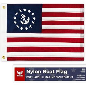 American US Yacht Ensign Boat Flag 16" x 24" Inch Nautical Cabin Waterproof Embroidered Marine & Golf Cart Flags