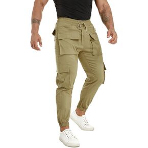 ALLELMS Mens Cargo Joggers Pants Slim fit Stretch with Pockets Hiking Pants for Men