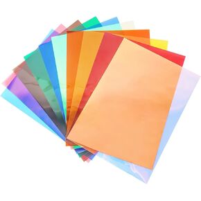 10Colors Bundle Pack Colorful Transparent Window Film Self Adhesive Glass Film Glass Decoration Tint for Christmas Home Decoration A4 Sample 21cmx29.7cm