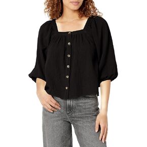 UNIONBAY Women's Square Neck Crinkle Gauze Top