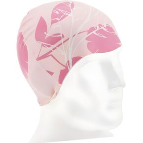 Stylish Silicone Swim Cap - Flower Printed Design for Women, Men & Kids - Blue/Green/Pink for All Ages
