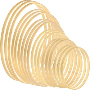 PATIKIL 6/7/8/9/10/12 Inch 6 Size Wooden Bamboo Floral Hoop, 18Pcs in 1 Set Craft Rings for DIY Wedding Wreath Decor Dream Catcher