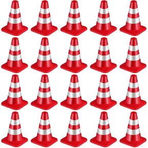 20pcs Doll House Miniature Traffic Cones Mini Traffic Cones Model Tiny Sand Table Decoration for Doll House Accessories - Red
