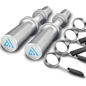 16" Olympic Dumbbell Handle, Dumbbell Bar for 2-inch Olympic Weight Plates, Loadable Dumbbells for Home Gym Strength Training, 2 Pair of Spring Collars Included