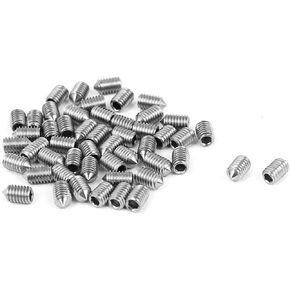 uxcell® M3 x 5mm Cone Point Hex Socket Set Grub Screw Silver Tone 50 Pcs