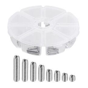 uxcell Slotted Set Grub Screws, M3 Metric 304 Stainless Steel Flat Point Set Screws Assortment Kit 1set (100pcs)