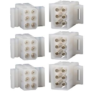 Molex Connector Lot, 3 Matched Sets, (6-Circuits) w/14-20 AWG .093" Pins, Pitch .198", 6A, 600V