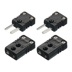 MECCANIXITY J Type Thermocouple Wire Connectors Female Male Plug Adapter High Temperature 200°C(392°F) for Thermocouple Sensor Probe Black 2 Set