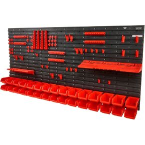 VEVOR 48-Bin Wall Mounted Storage Bins Parts Rack Organizer Garage Shop Tool Organizer for Screws, Nuts, Bolts, Nails, Beads, and Small Hardware Parts, With Wall Panels