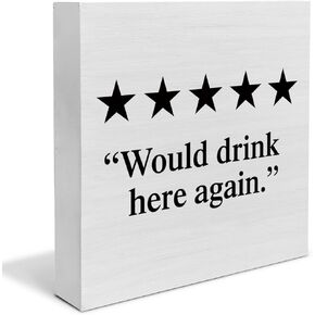 Country Would Drink Here Again Wood Box Sign Decor Desk Sign Humor Kitchen Bar Wooden Box Block Sign Rustic Home Shelf Wall Decoration