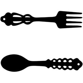 CURTEK 2 Pieces Wall Decor Fork and Spoon Metal Hanging Sign Fork Spoon Shaped Wall Hanging Art Decor Country Farmhouse Kitchen Decor for Home Decoration,Housewarming Gifts