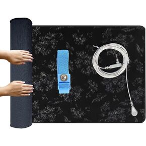 Grounding Mat for Sleeping with Testing Pen, Grounding Pad Upgraded Material and Pattern for Health Improvement, Pain,Stress, Inflammation Relief, Grounding Mat for Foot, Bed