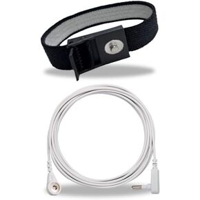 Grounding Cable (15ft) and Grounding Bracelet (black) Kit Grounding Strap Grounding Wire Suitable for a Wide Range of Grounding Products