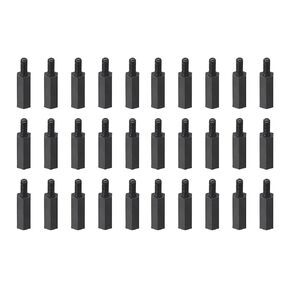 YOKIVE 30 Pcs M2.5 Standoff Screws, Nylon Hex PCB Standoffs with High Insulation Effect, Keep Height Consistent, Great for Motherboard (Black, 12mm+6mm)