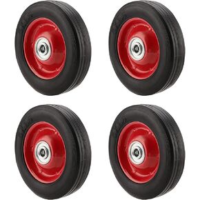4 Pack 6 Inch Solid Rubber Replacement Tires, Flat Free Rubber Hand Truck Wheel with 5/8 Inch Axle Size, Heavy Duty Solid Rubber Wheels for Hand Truck, Dolly, Wheelbarrows