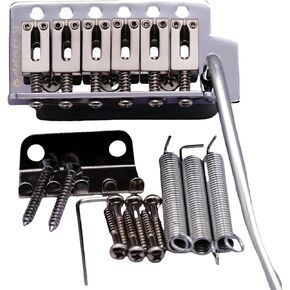 Guitar Tremolo Bridge with Zinc Alloy Saddles and Block, String Spacing 10.5MM, Pop-In Vibrato Bar, Complete Install Kit