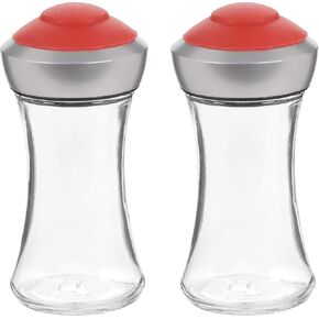 Trudeau Salt and Pepper Pop Table Shakers, Set of 2, Plastic, Red