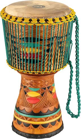 Meinl Percussion Edition Artisan Tongo Carved Djembe Hand Drum Circle Instrument, Mahogany — NOT Made in China — African Mali Weave Ropes and Goat Skin Head, 2-Year Warranty (AE-DJTC2-L) in Saudi Arabia
