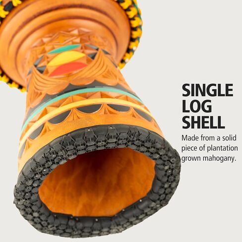 Meinl Percussion Edition Artisan Tongo Carved Djembe Hand Drum Circle Instrument, Mahogany — NOT Made in China — African Mali Weave Ropes and Goat Skin Head, 2-Year Warranty (AE-DJTC2-L) in Saudi Arabia