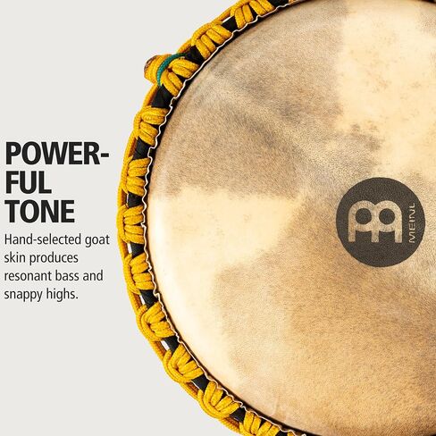 Meinl Percussion Edition Artisan Tongo Carved Djembe Hand Drum Circle Instrument, Mahogany — NOT Made in China — African Mali Weave Ropes and Goat Skin Head, 2-Year Warranty (AE-DJTC2-L) in Saudi Arabia