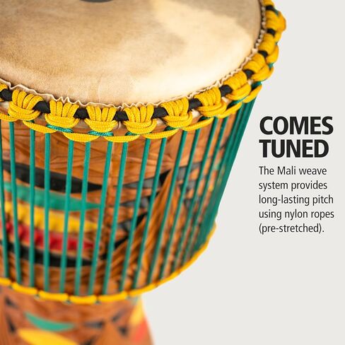 Meinl Percussion Edition Artisan Tongo Carved Djembe Hand Drum Circle Instrument, Mahogany — NOT Made in China — African Mali Weave Ropes and Goat Skin Head, 2-Year Warranty (AE-DJTC2-L) in Saudi Arabia