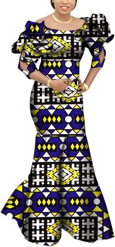 Fashion Robe Africaine Femme Elegant Maxi Long Dresses African Ankara Print Mermaid Dresses Dashiki Evening Gowns in Saudi Arabia