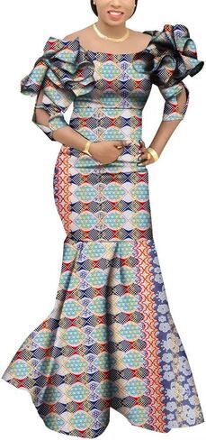 Fashion Robe Africaine Femme Elegant Maxi Long Dresses African Ankara Print Mermaid Dresses Dashiki Evening Gowns in Saudi Arabia