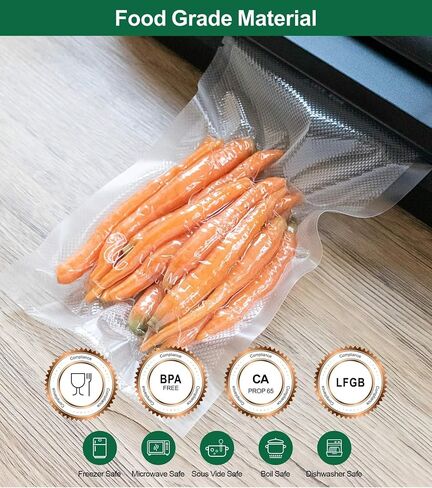 Vacuum Sealer Bags for Food, Pint, Preprinted Label, BPA-free, Puncture Prevention Heavy Duty Vacuum Seal Freezer Bags, Ideal for Food Storage, Seal a Meal, or Sous Vide (6"x10" 200) in Kuwait