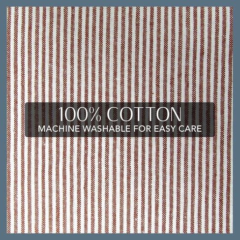 ستائر نافذة Elrene Home Fashions Tucker Ticking Ticking Tier للمطبخ أو الحمام، مقاس 76.2 سم × 60.96 سم، مجموعة من قطعتين، أحمر in Saudi Arabia