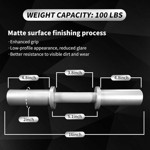 16" Olympic Dumbbell Handle, Dumbbell Bar for 2-inch Olympic Weight Plates, Loadable Dumbbells for Home Gym Strength Training, 2 Pair of Spring Collars Included in Saudi Arabia