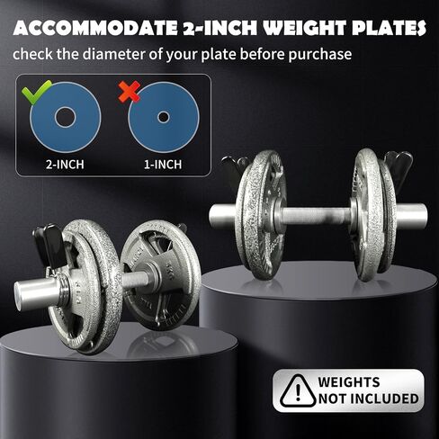 16" Olympic Dumbbell Handle, Dumbbell Bar for 2-inch Olympic Weight Plates, Loadable Dumbbells for Home Gym Strength Training, 2 Pair of Spring Collars Included in Saudi Arabia