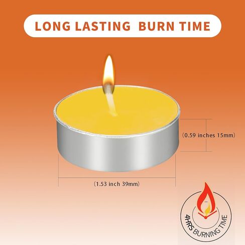 50 Pack Unscented Tea Lights - 4+ Hour Burn Time - Clean-Burning Palm Votive Smokeless Tealights Candles for Home, Shabbat & Anniversaries (Yellow) in Saudi Arabia