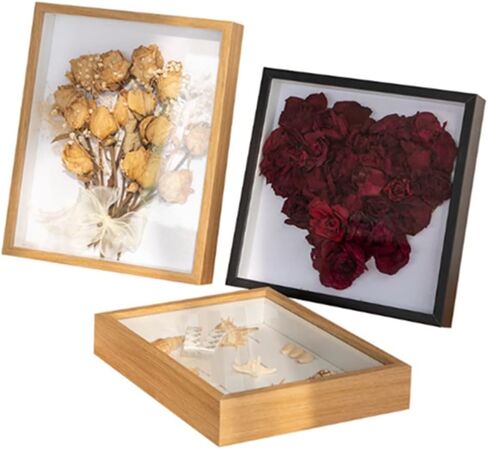 8x10 Wood Shadow Box Frame Glass Door Display Case,Wooden Dried Flower Photo Frame Dried Flower Display Stand Decorative Floating Photo Frame (Primary color) in Saudi Arabia