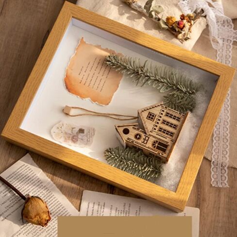 8x10 Wood Shadow Box Frame Glass Door Display Case,Wooden Dried Flower Photo Frame Dried Flower Display Stand Decorative Floating Photo Frame (Primary color) in Saudi Arabia