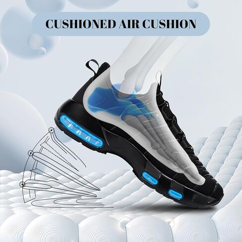 أحذية عمل LARNMERN واسعة للرجال مقاومة للانزلاق بدون استخدام اليدين لخدمة الطعام، أحذية رياضية مريحة للمطبخ غير قابلة للانزلاق ووسادة هوائية للمشي (أسود، 13 واط) in Kuwait