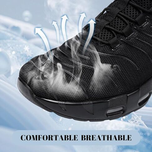 أحذية عمل LARNMERN واسعة للرجال مقاومة للانزلاق بدون استخدام اليدين لخدمة الطعام، أحذية رياضية مريحة للمطبخ غير قابلة للانزلاق ووسادة هوائية للمشي (أسود، 13 واط) in Kuwait