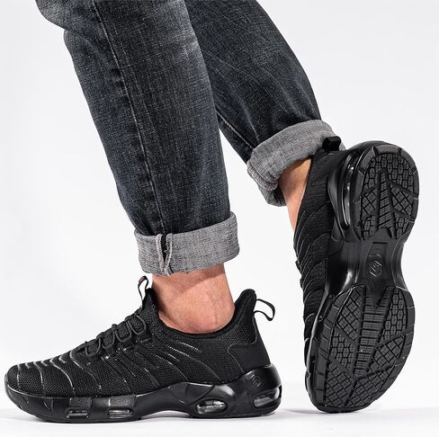 أحذية عمل LARNMERN واسعة للرجال مقاومة للانزلاق بدون استخدام اليدين لخدمة الطعام، أحذية رياضية مريحة للمطبخ غير قابلة للانزلاق ووسادة هوائية للمشي (أسود، 13 واط) in Kuwait