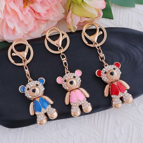 Cute Keychain Women Key Chains For Car Kawaii Anime Crystal Bling Pink Keychains Ring For Bag Purse Charm Accessories in Kuwait
