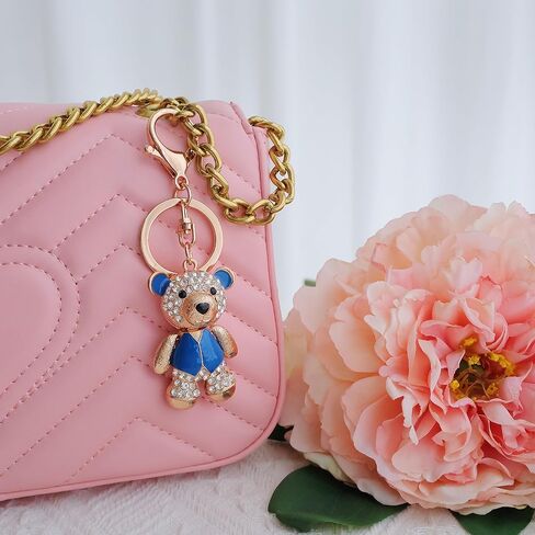 Cute Keychain Women Key Chains For Car Kawaii Anime Crystal Bling Pink Keychains Ring For Bag Purse Charm Accessories in Kuwait
