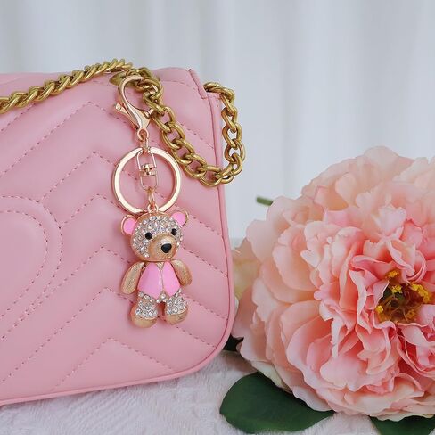 Cute Keychain Women Key Chains For Car Kawaii Anime Crystal Bling Pink Keychains Ring For Bag Purse Charm Accessories in Kuwait