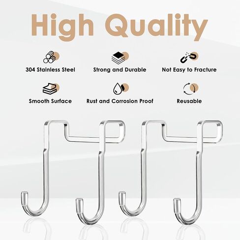 Over The Door Drawer Cabinet Hook, 2 Pack 304 Stainless Steel S-Shaped Drawer Cabinet Back Hanger Hooks, Over Door Hanger Hooks for Hanging Towels, Clothes, Dish Towel, Bag in Kuwait