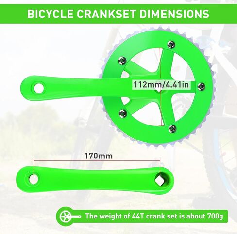 Bike Cranksets 44T-170mm Square Taper Crankset, Fixed Gear Bike Single Speed Round Chainring and Crank, Fit for fixed-gear Single Speed Bicycle，5 Colors in Saudi Arabia
