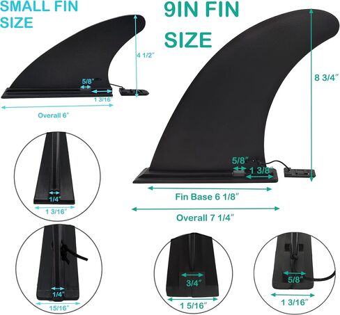 Paddle Board Fins Replacement Set of 3 (1pcs 9" & 2pcs 5"), New Material, More Durable and Non-Breaking, Detachable Quick Release Paddleboard Fin for Most ISUP, Inflatable Paddleboard in Saudi Arabia
