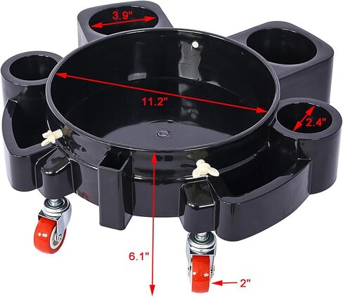 11.2 Inch Bucket Dolly 5 Gallon Heavy Duty Detailing Cart with 5 Rolling Swivel Casters 360 Degree Turning for Shop Garage Have a Bottom in Kuwait
