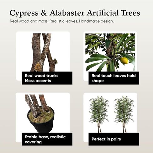 Hand-Made 6.5' Olive Artificial Tree with Ethically Sourced Real Wood Trunks | Green | Cypress & Alabaster in Saudi Arabia