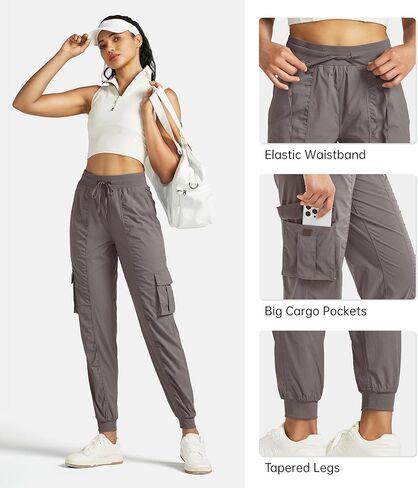 Willit Women's Studio Jogger Cargo Workout Hiking Track Pants Lightweight Athletic Dance Tapered Pants Quick Dry in Saudi Arabia